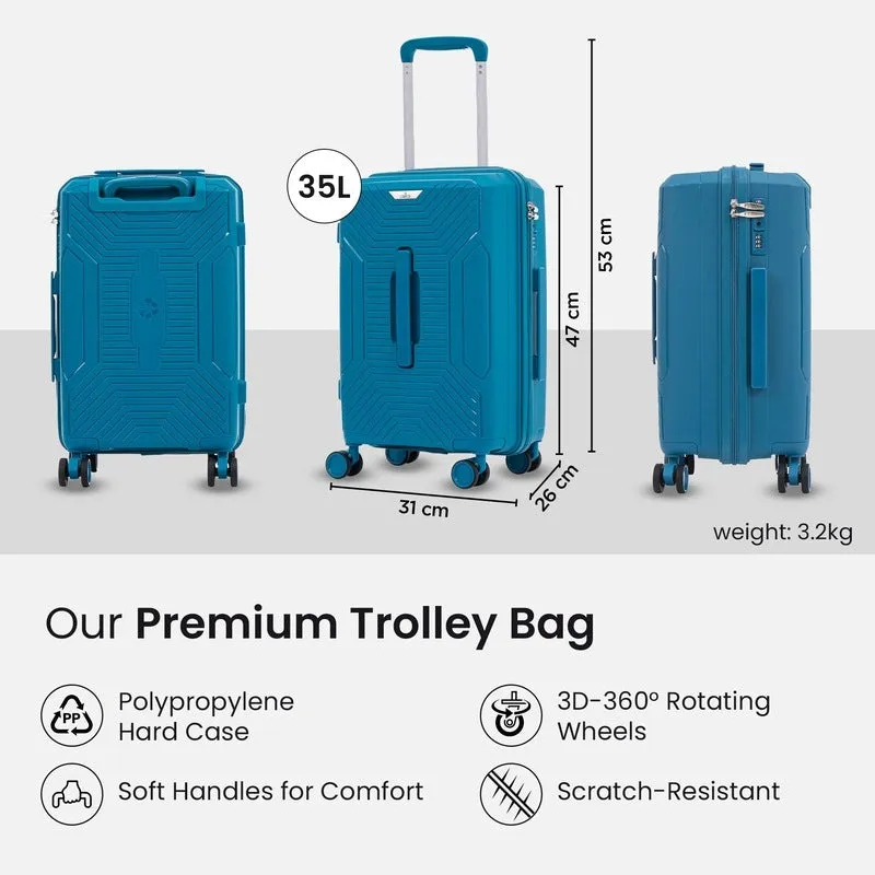 20inch Cabin Trolley Bag - Hard Suitcase with 360° Wheels | TSA Lock Included | Sea Blue