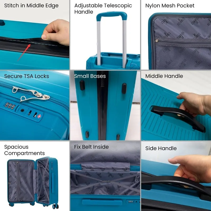 20inch Cabin Trolley Bag - Hard Suitcase with 360° Wheels | TSA Lock Included | Sea Blue