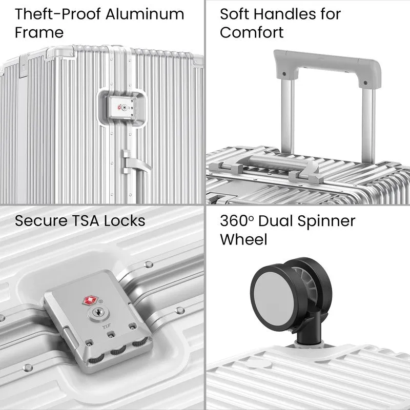 20inch Large Hardshell Trolley Bag - 75L TSA Lock | 4 Spinner Wheels | Silver