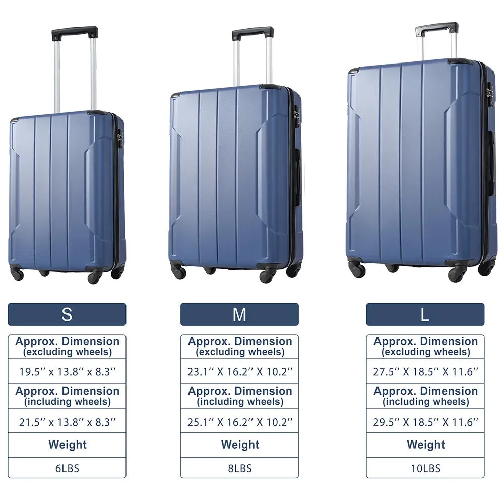 24In Expandable Lightweight Spinner Suitcase with Corner Guards - Blue