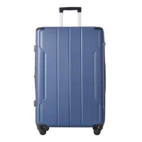 24In Expandable Lightweight Spinner Suitcase with Corner Guards - Blue