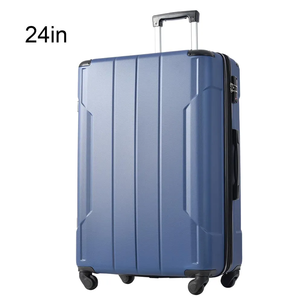 24In Expandable Lightweight Spinner Suitcase with Corner Guards - Blue