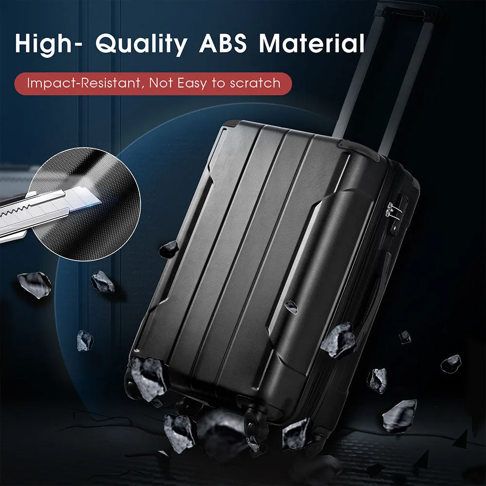 24In Expandable Lightweight Spinner Suitcase with Corner Guards - Silver Corner Protectors