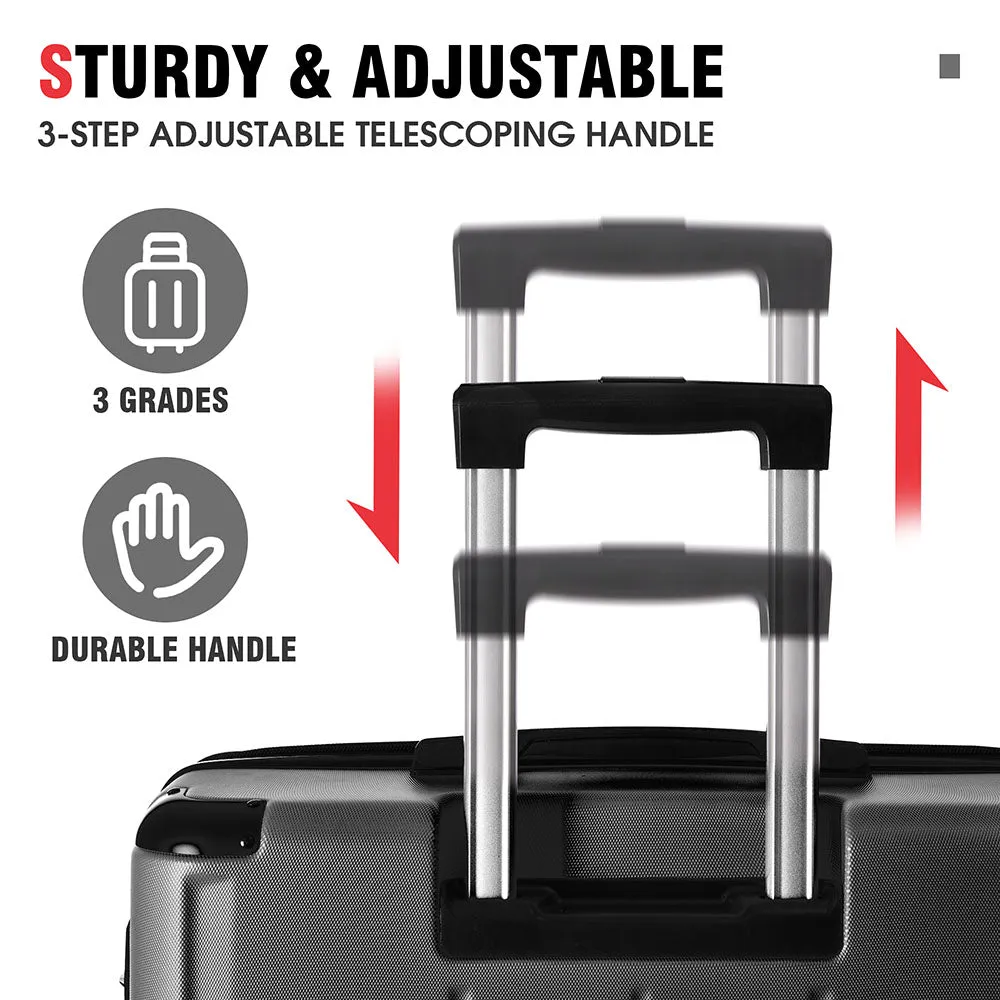 24In Expandable Lightweight Spinner Suitcase with Corner Guards - Silver Corner Protectors