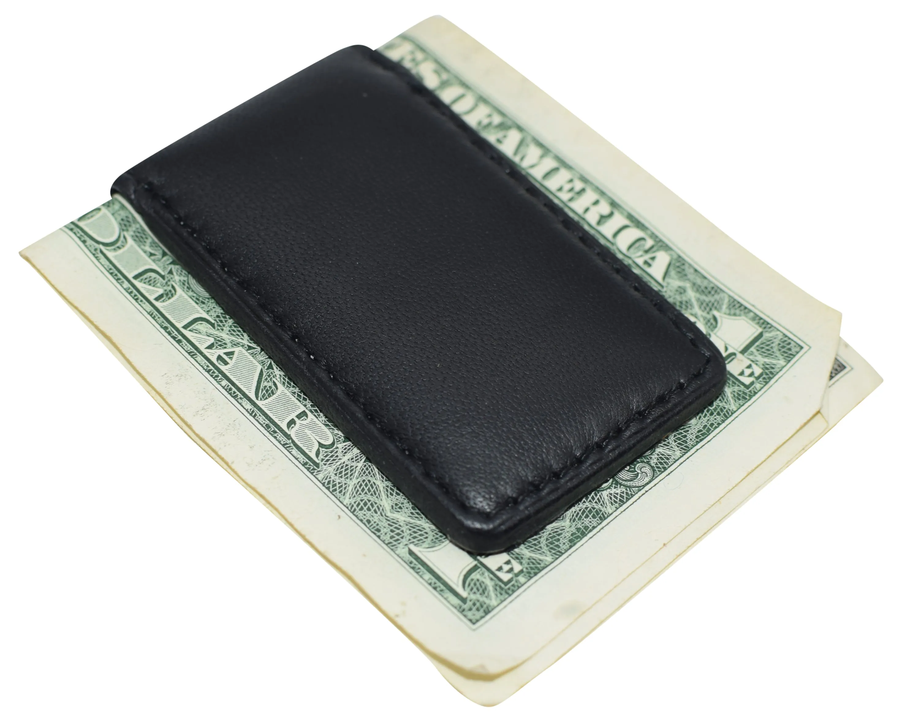 812CFQ Genuine Leather Slim Magnetic Money Clip Money Bill Holder for Men