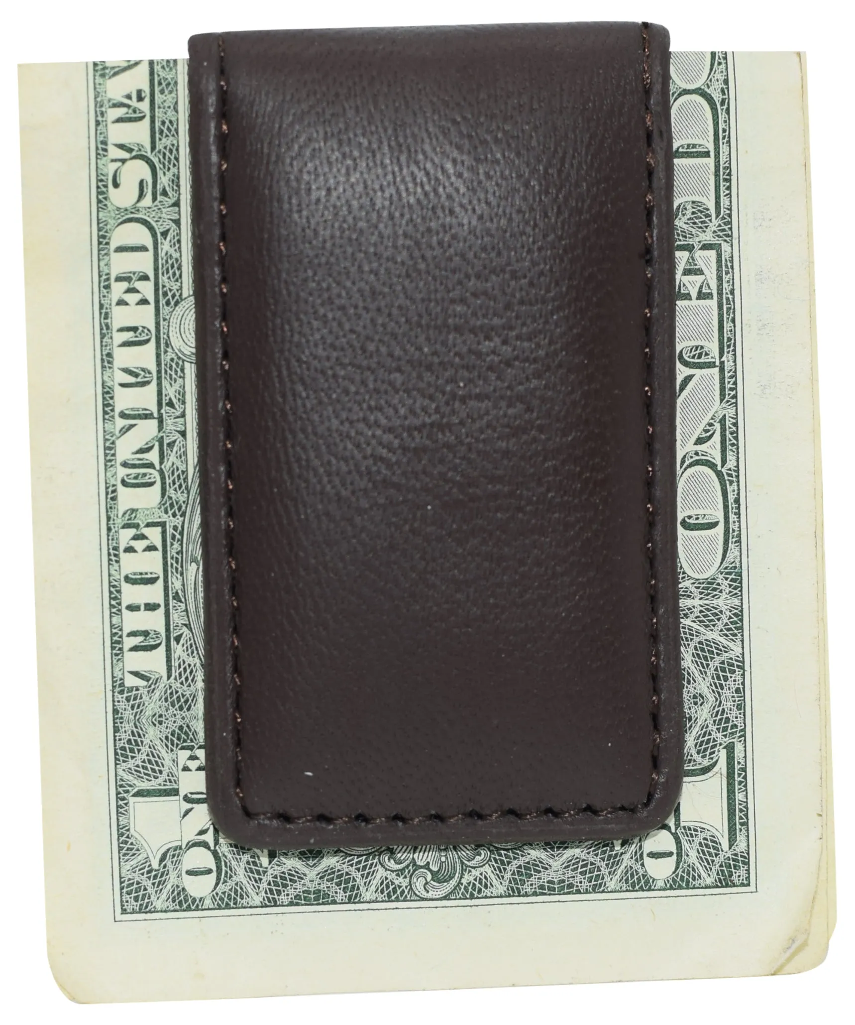 812CFQ Genuine Leather Slim Magnetic Money Clip Money Bill Holder for Men