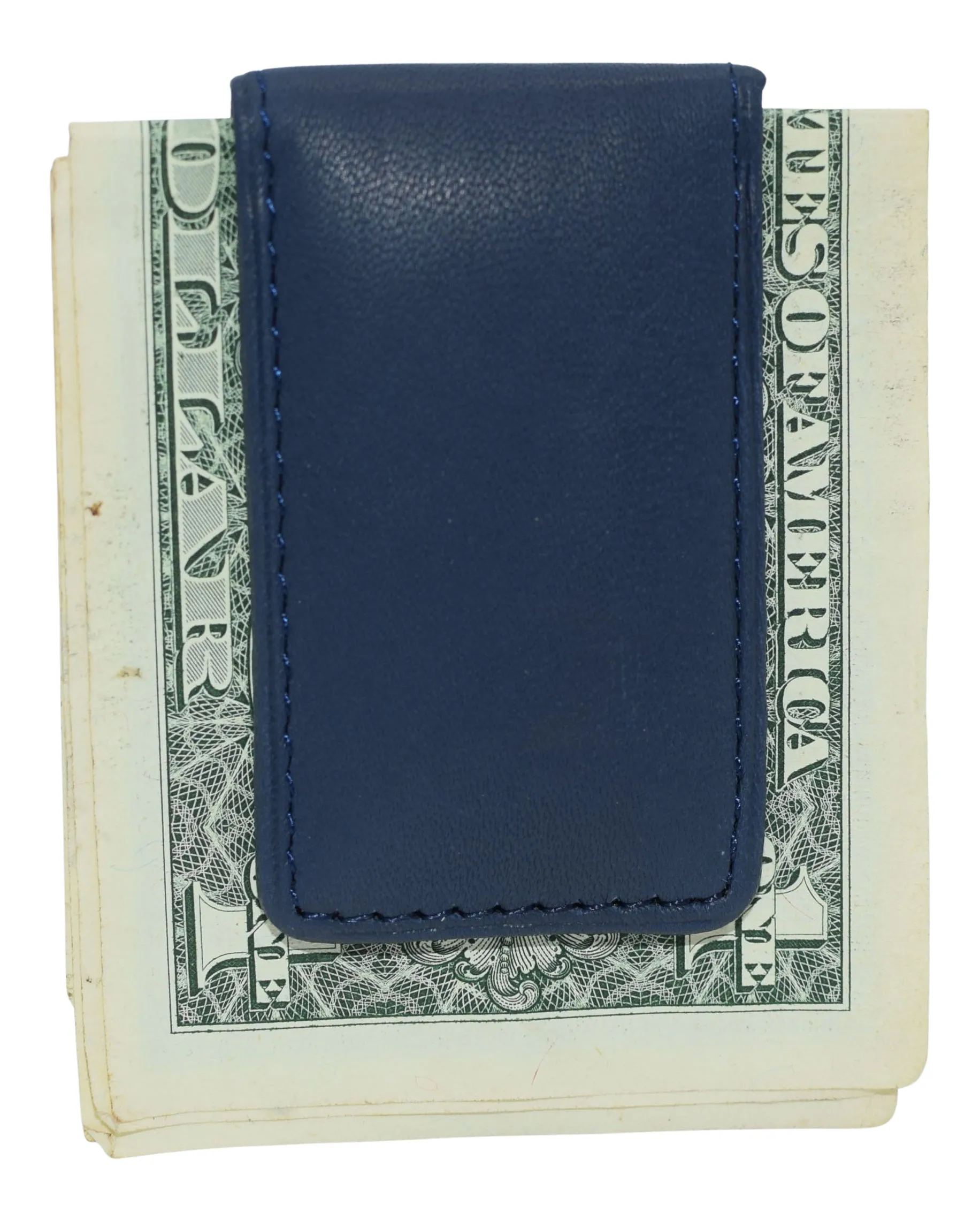 812CFQ Genuine Leather Slim Magnetic Money Clip Money Bill Holder for Men