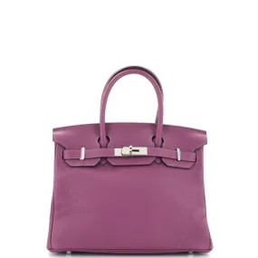 Birkin Handbag Anemone Clemence with Palladium Hardware 30