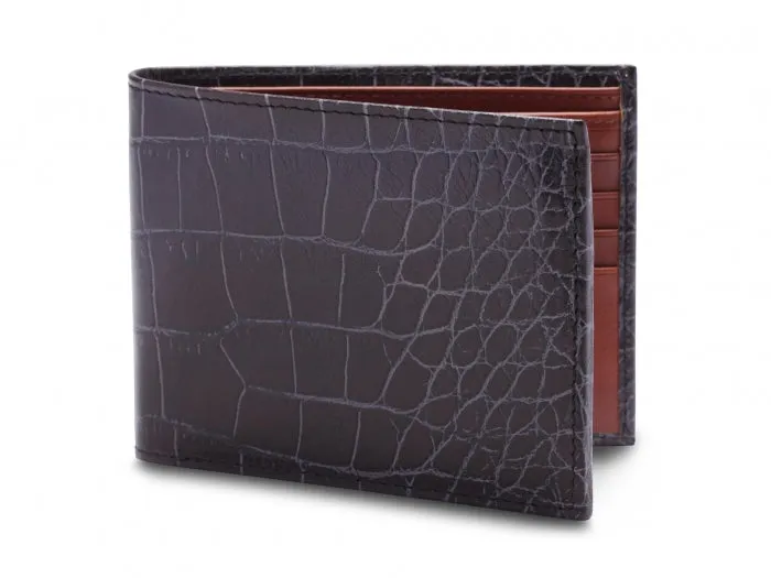 Bosca Crocco Bifold Leather Wallet With Flap