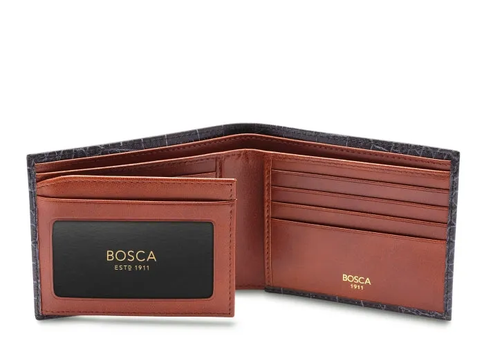 Bosca Crocco Bifold Leather Wallet With Flap