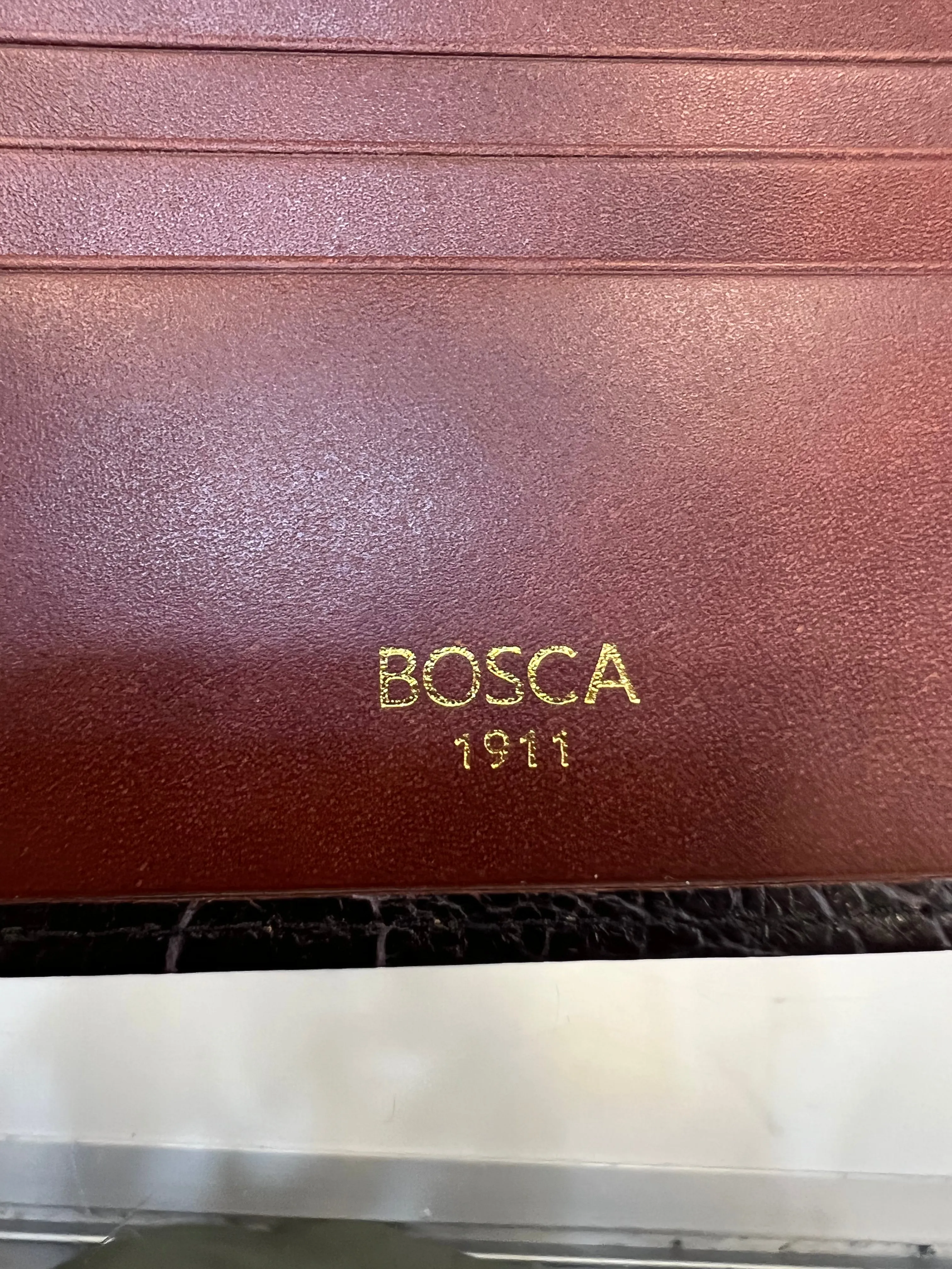 Bosca Crocco Bifold Leather Wallet With Flap