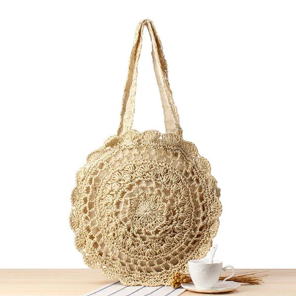 Casual Straw Hollow Out Round Bag Shoulder For Women