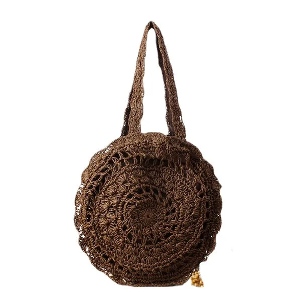 Casual Straw Hollow Out Round Bag Shoulder For Women