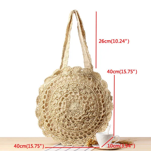 Casual Straw Hollow Out Round Bag Shoulder For Women