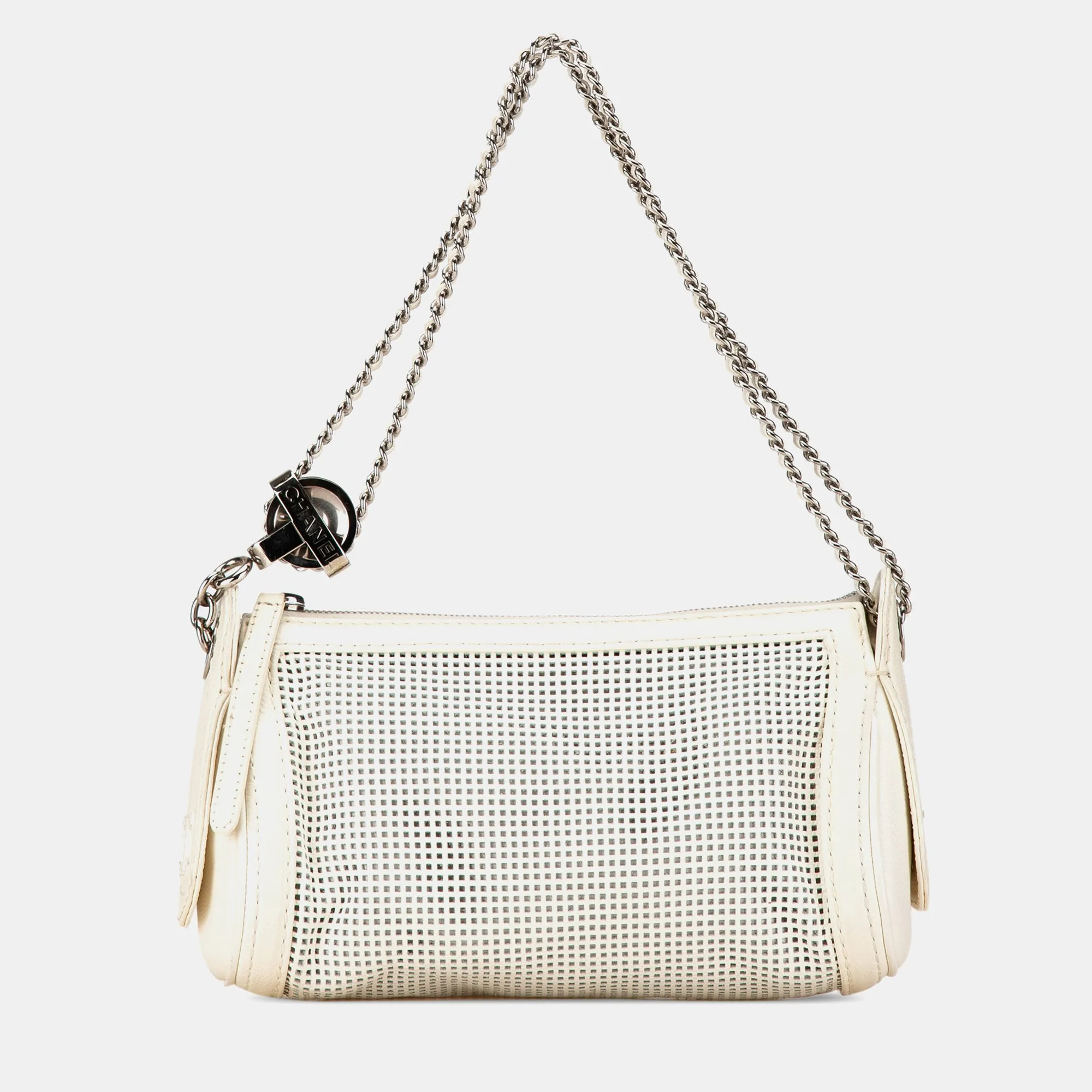 Caviar Perforated Pulley Shoulder Bag