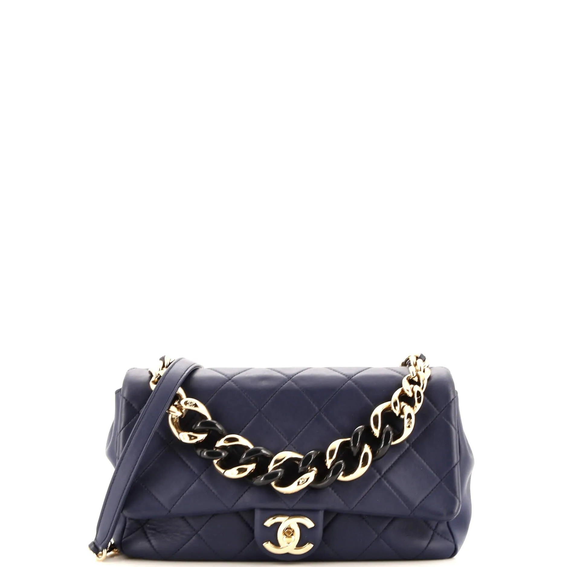 CHANEL Resin Elegant Chain Flap Bag Quilted Lambskin Small