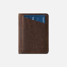 Corkor Vegan Cork Slim Wallet with Coin Pocket, Dark Brown