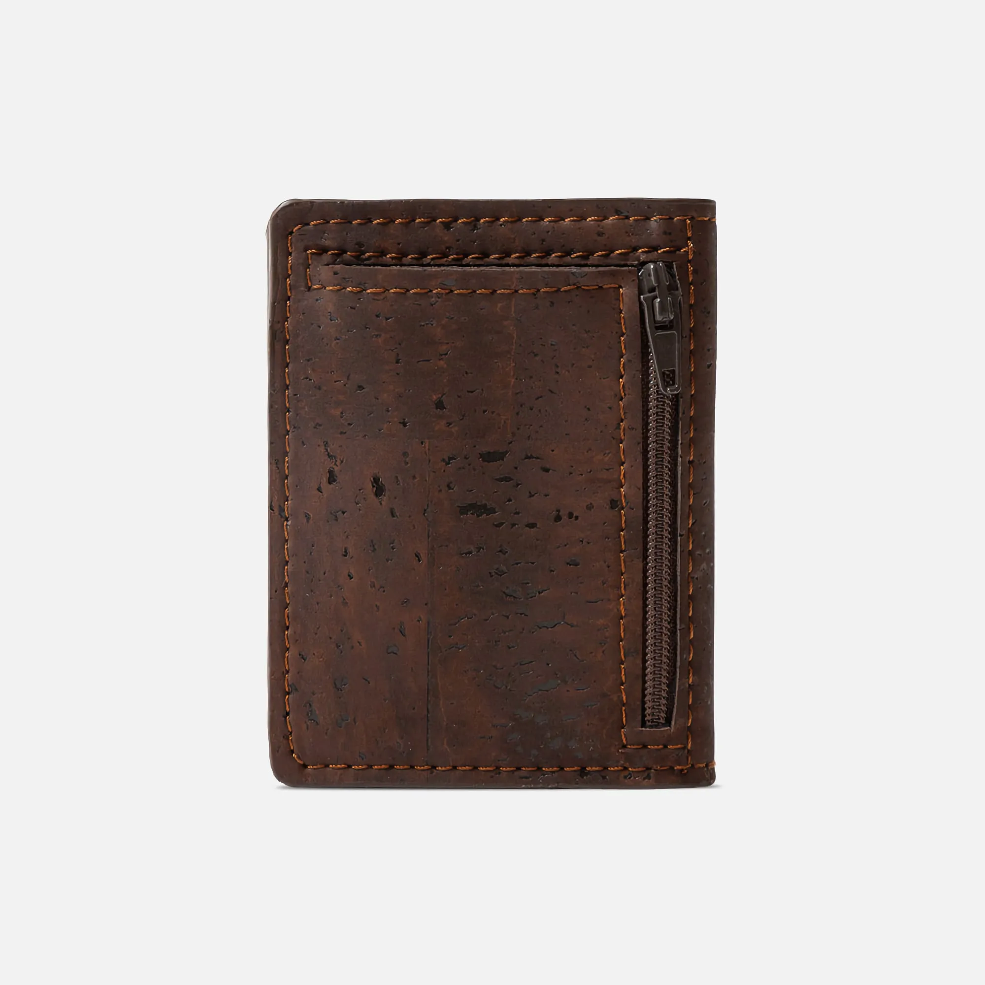 Corkor Vegan Cork Slim Wallet with Coin Pocket, Dark Brown