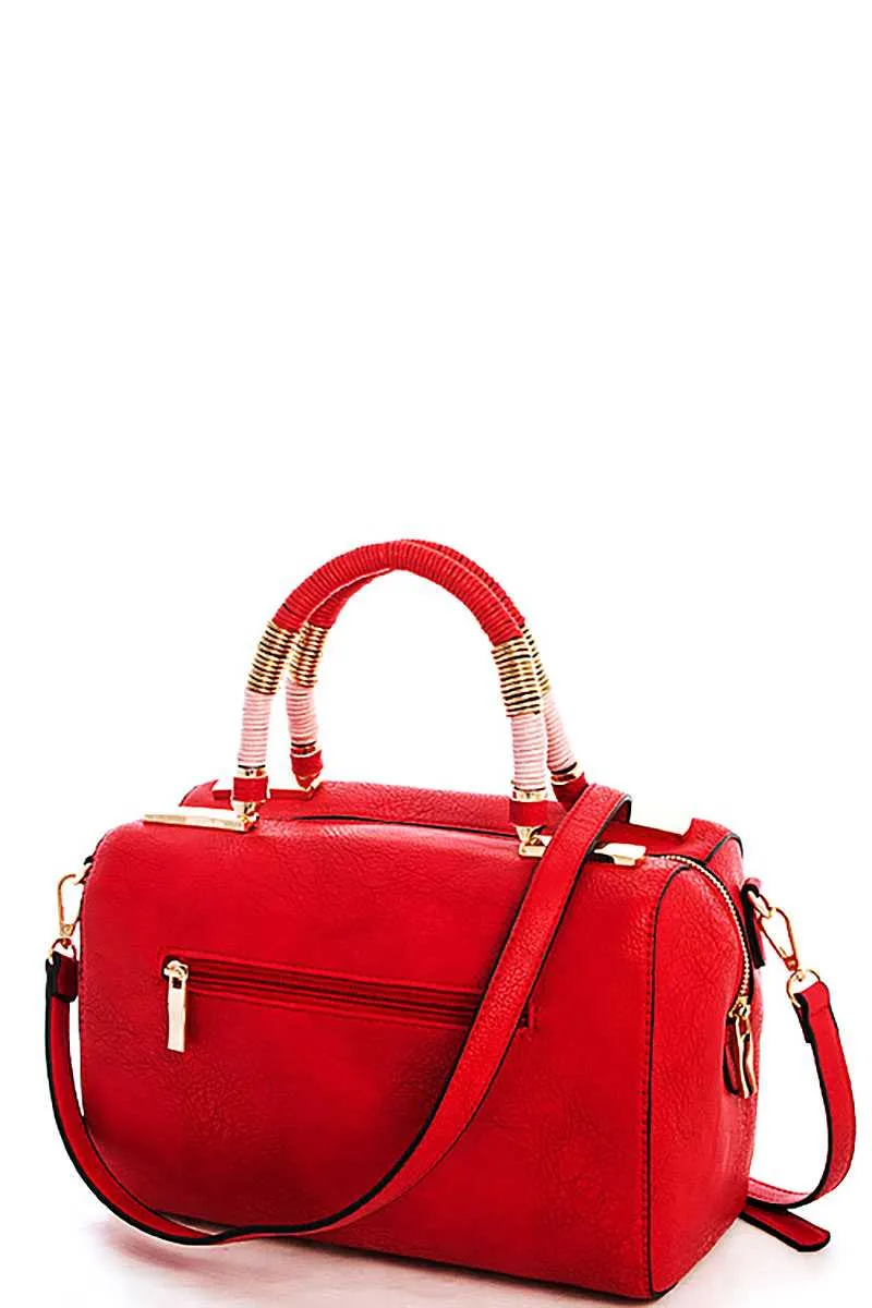 Cute Stylish Moroccan Top Handle Boston Bag With Long Strap