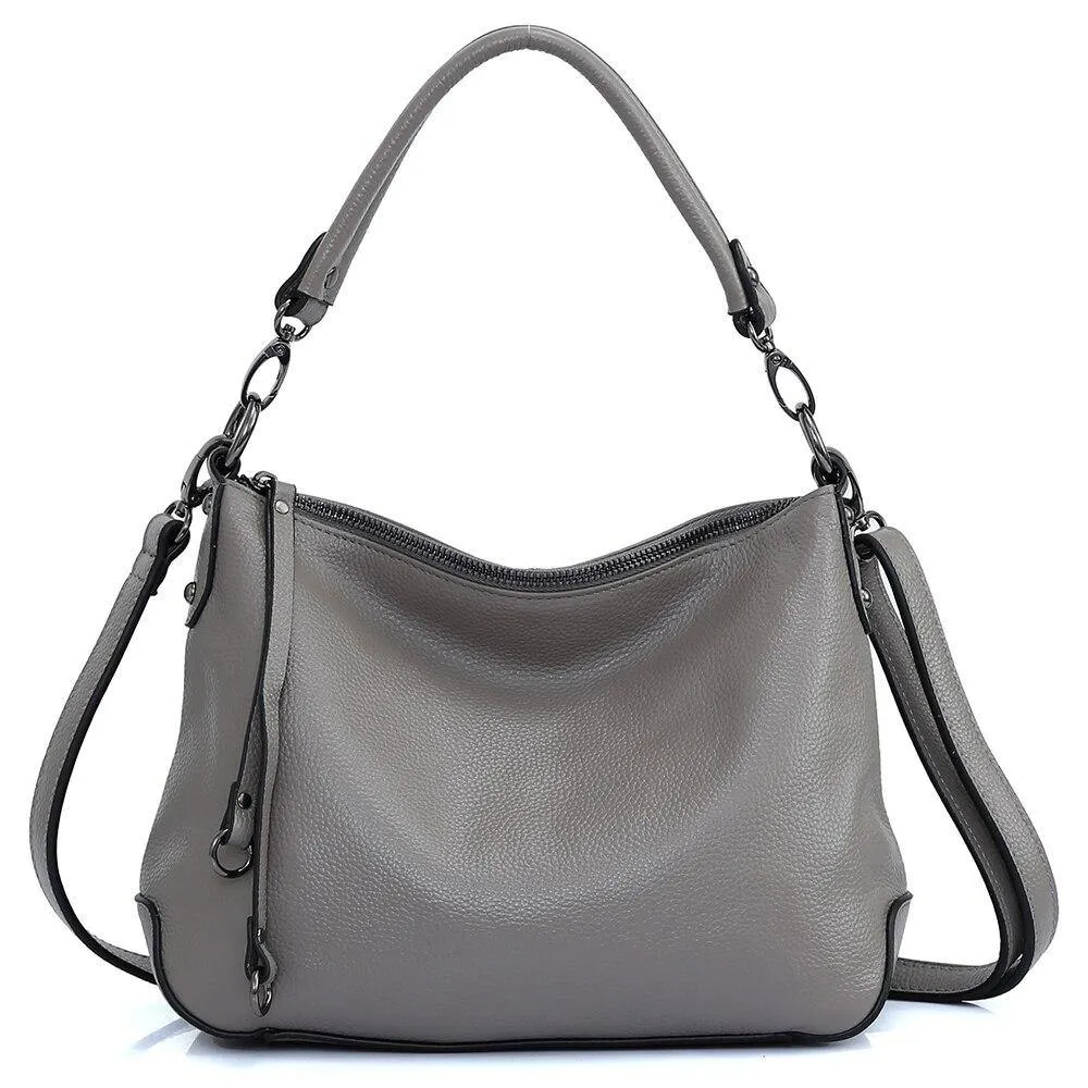 Genuine Leather Bags Women Casual Hobo Handbag Shoulder Crossbody Bag