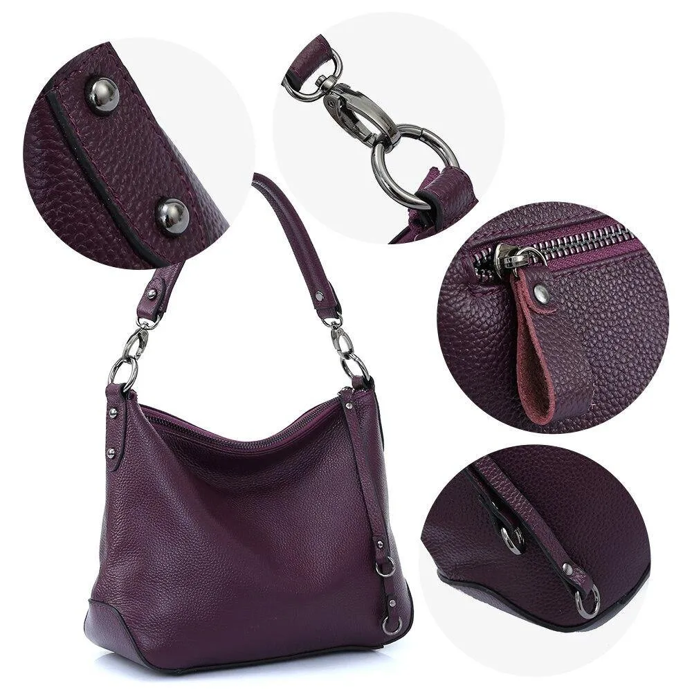 Genuine Leather Bags Women Casual Hobo Handbag Shoulder Crossbody Bag