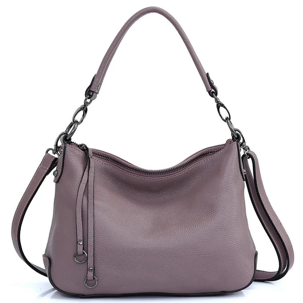 Genuine Leather Bags Women Casual Hobo Handbag Shoulder Crossbody Bag