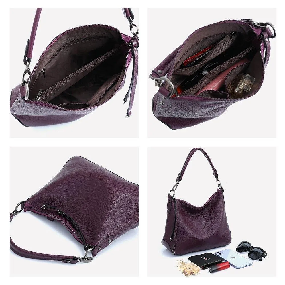 Genuine Leather Bags Women Casual Hobo Handbag Shoulder Crossbody Bag