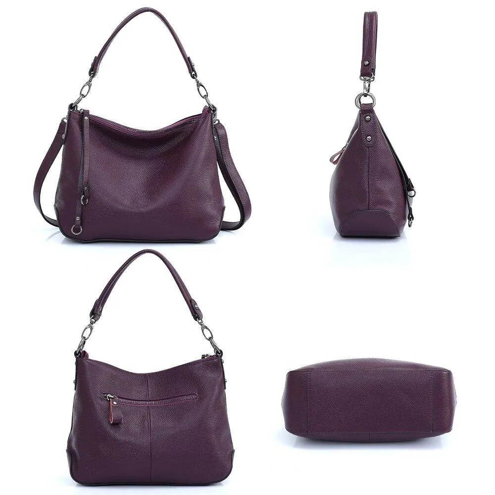 Genuine Leather Bags Women Casual Hobo Handbag Shoulder Crossbody Bag