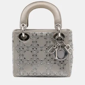 Grey Mini Crystal Embellished Satin Lady Dior