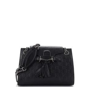 GUCCI Emily Chain Flap Shoulder Bag Guccissima Leather Small