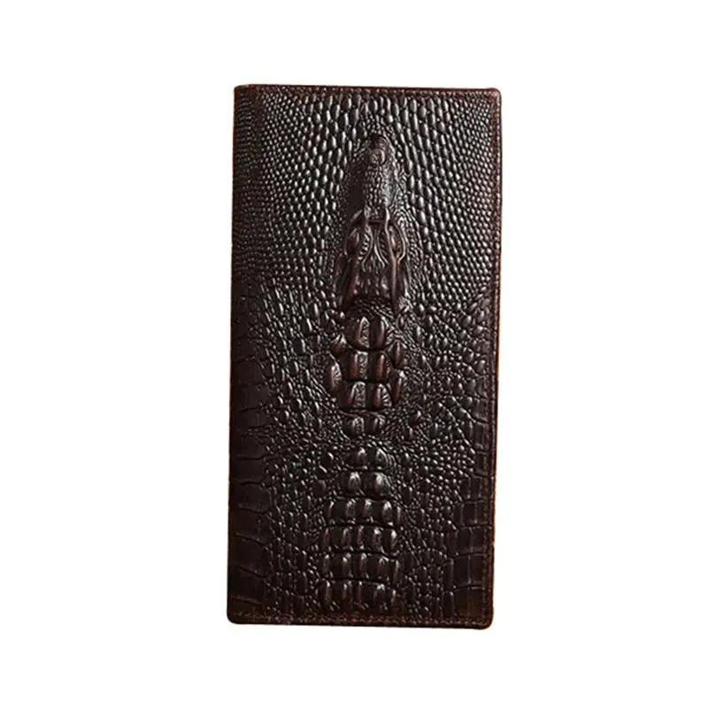 Luxury Choice: Alligator Design Genuine Cow Leather Long Wallets for Men