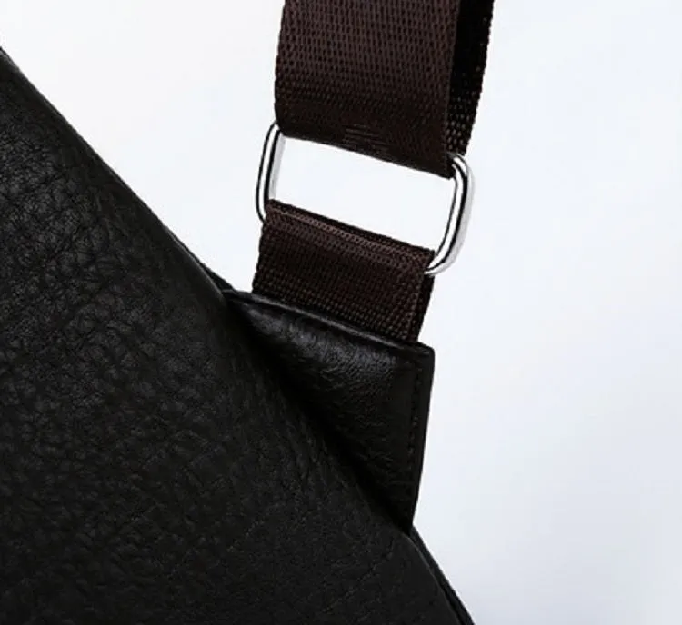 Men's Casual Leather Sling-Bag With Zipper