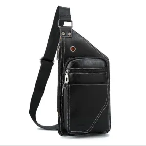 Men's Casual Shoulder Bag With Hole For Headphones