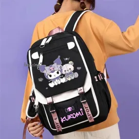 Purple Kuromi Cartoon Backpack | Durable USB School Bag