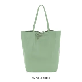 Sage Green Genuine Leather Shopper Bag Large Leather Tote Bag