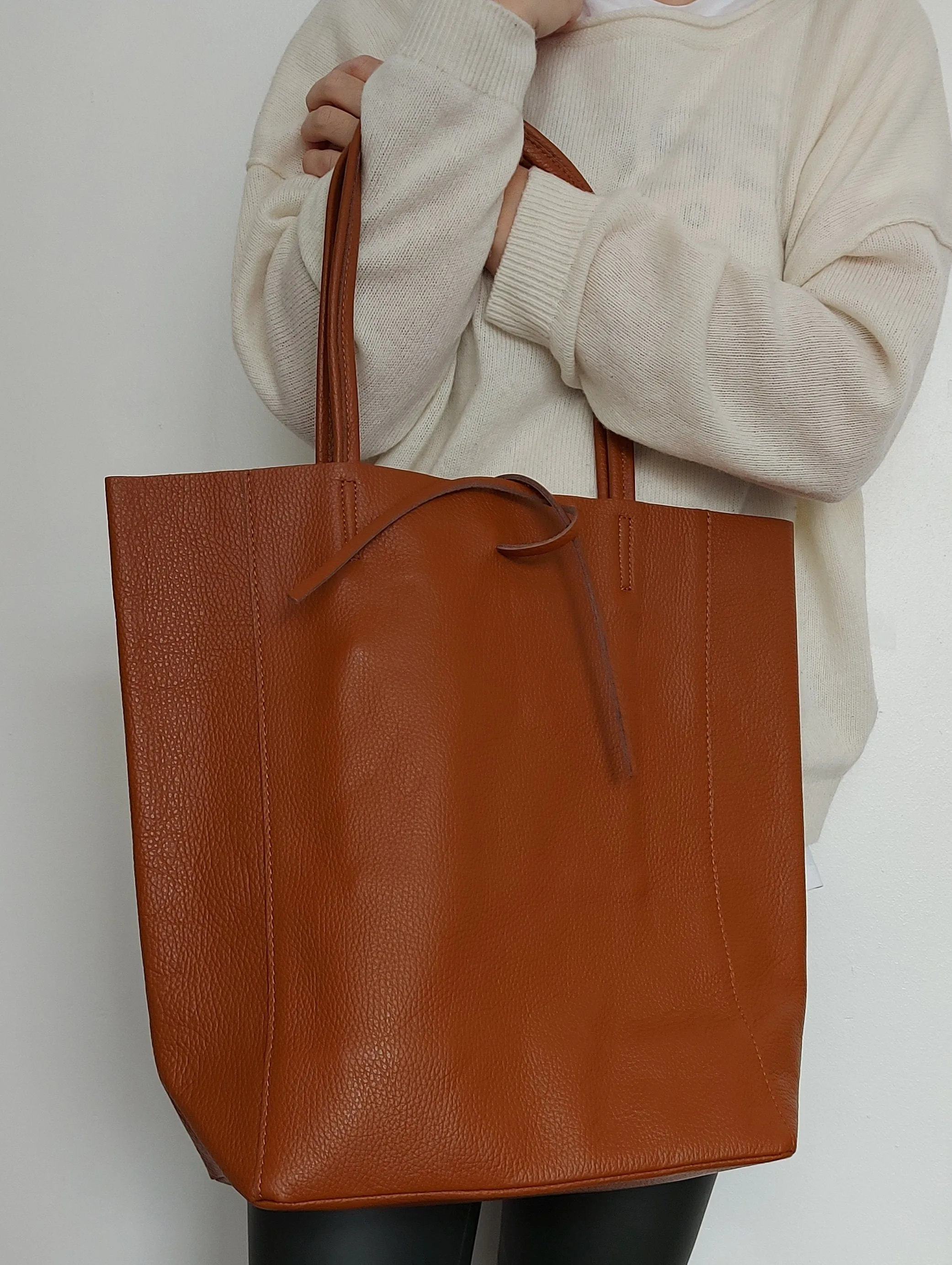 Sage Green Genuine Leather Shopper Bag Large Leather Tote Bag