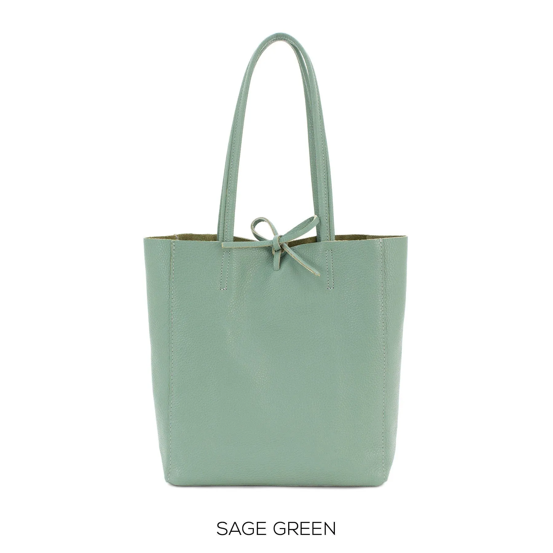 Sage Green Genuine Leather Shopper Bag Medium Leather Tote Bag