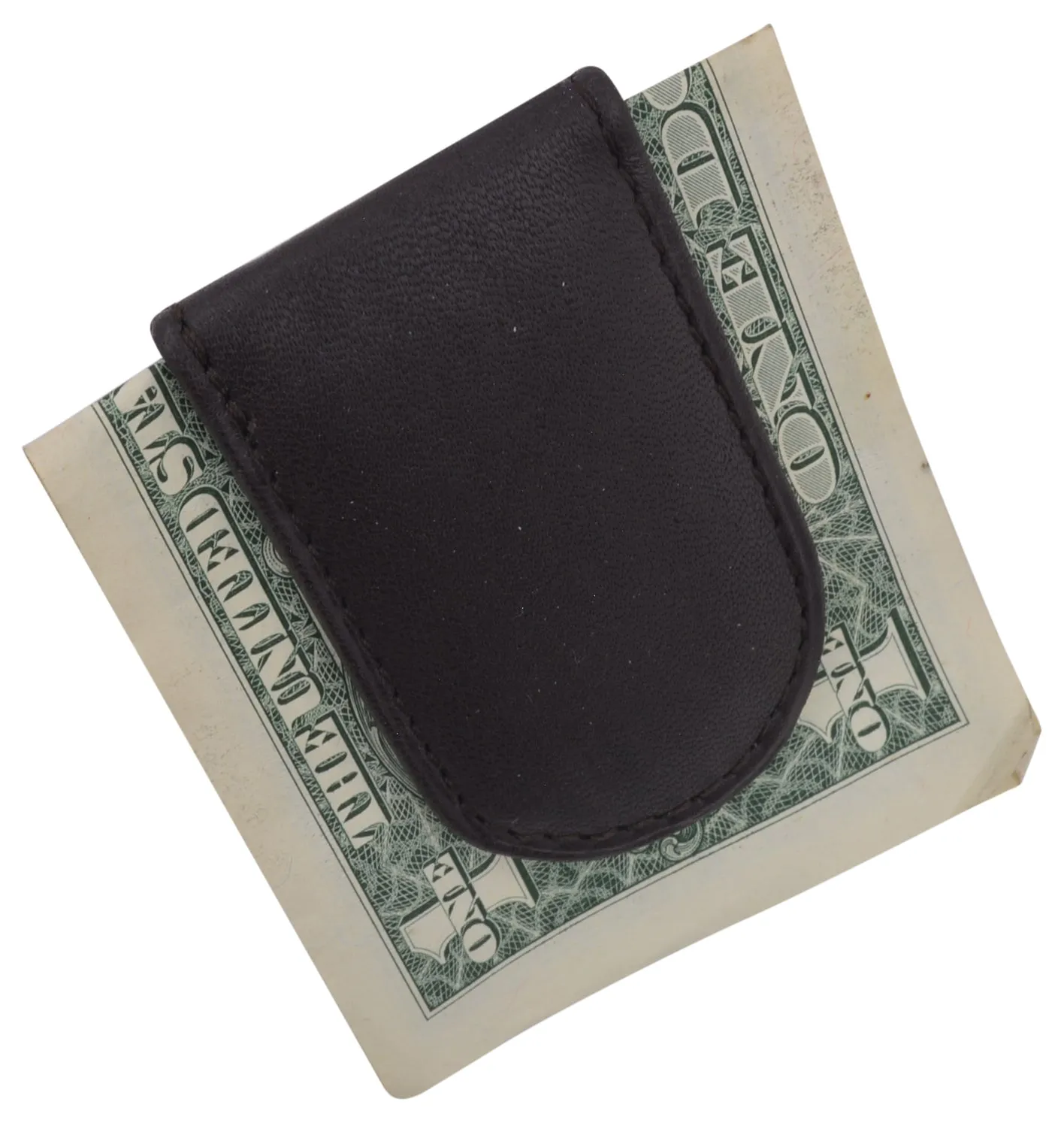 Slim Magnetic Money Clip Genuine Leather Business Card Holder for Men