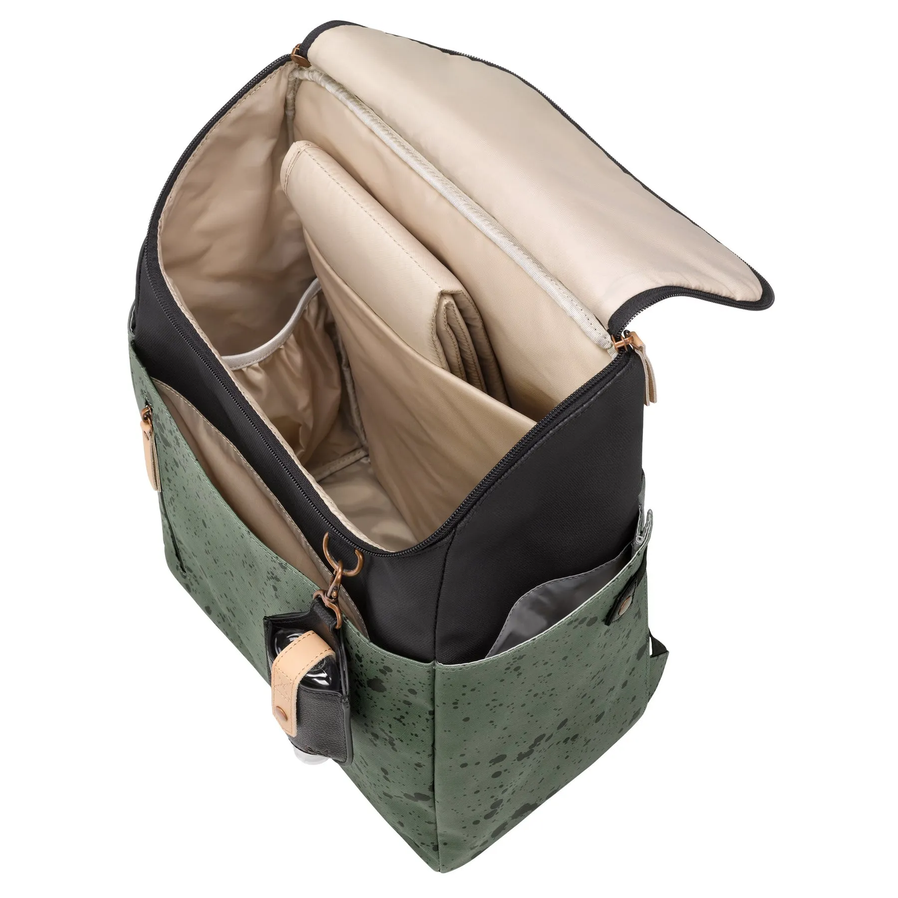 TEMPO BACKPACK DIAPER BAG IN OLIVE INK BLOT