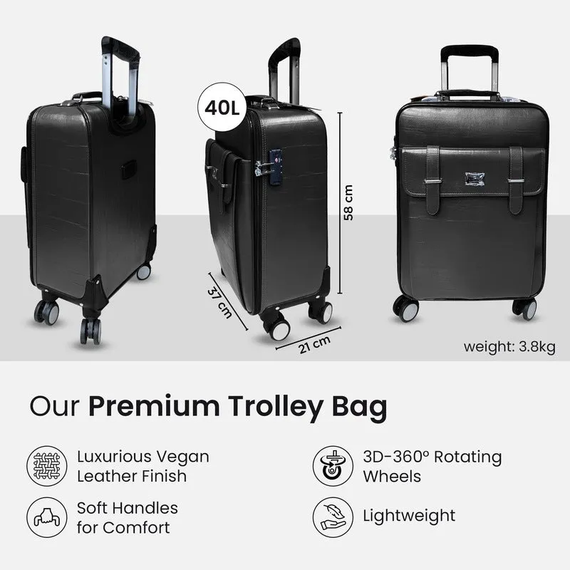 The Clownfish Elite Series Small Cabin Trolley Bag - 40L | TSA Lock & Smooth Wheels | 20 inch | Black