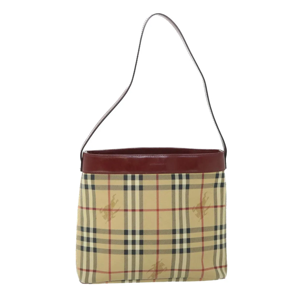 Trendy Inspired Burberry Nova Check Shoulder Bag Pvc Leather Beige Red Auth 54838