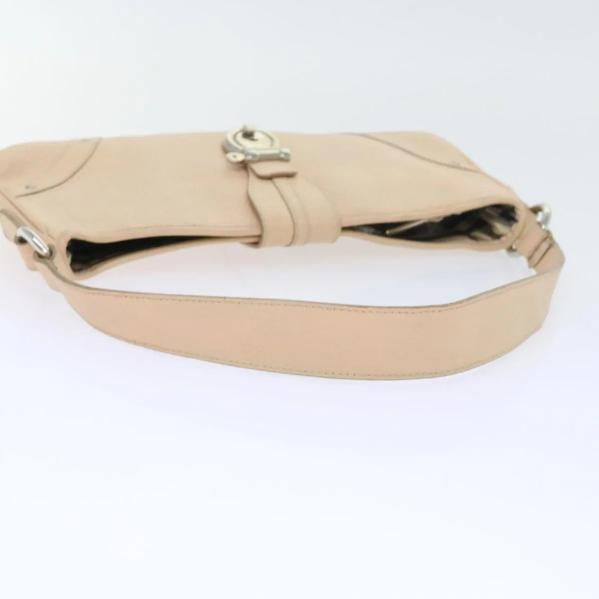 Trendy Inspired Burberry Shoulder Bag Leather Beige T-04-02 Auth Bs9232