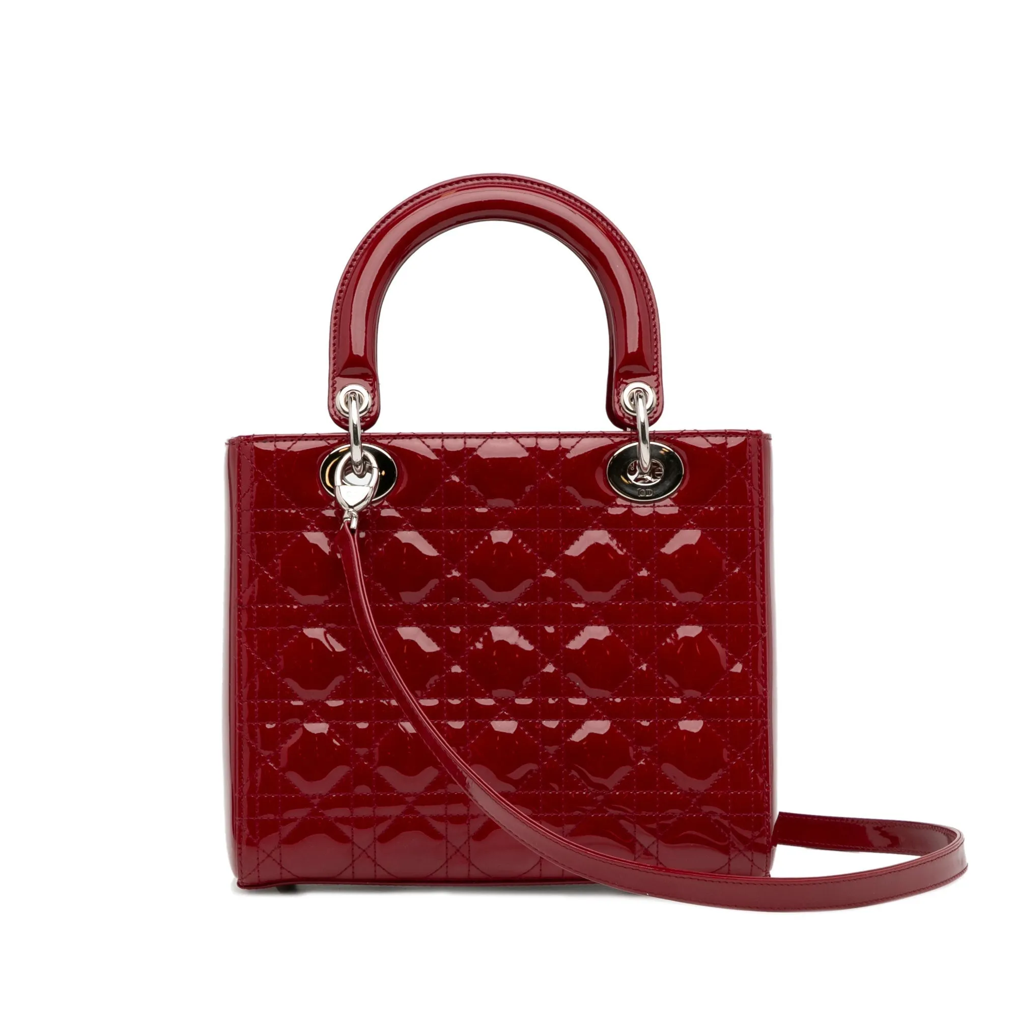 Trendy Inspired Dior Lady Dior Medium Red Patent Leather