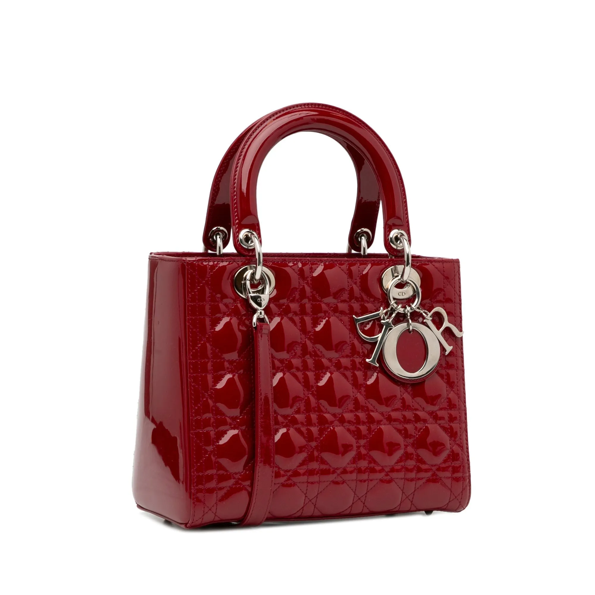 Trendy Inspired Dior Lady Dior Medium Red Patent Leather