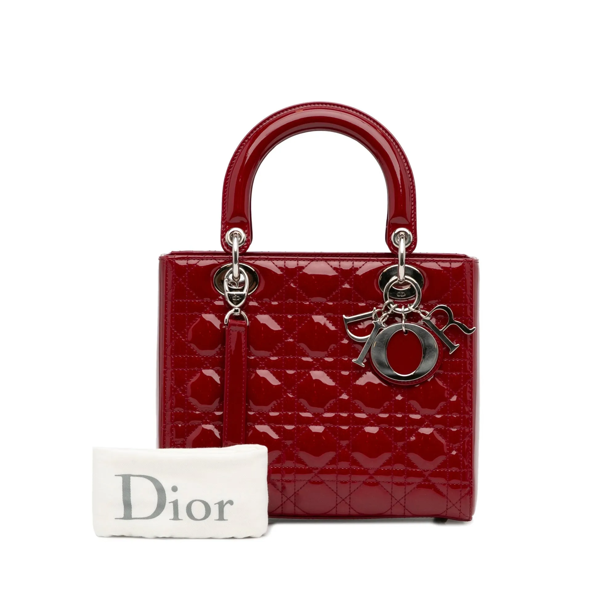 Trendy Inspired Dior Lady Dior Medium Red Patent Leather