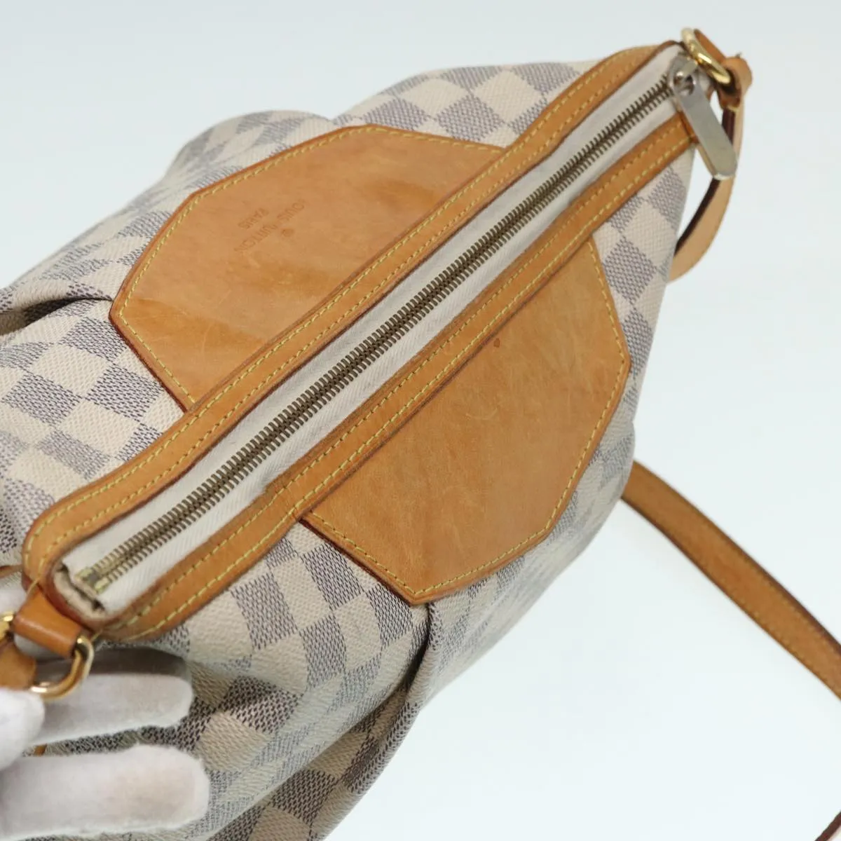 Trendy Inspired Louis Vuitton Damier Azur Siracusa Mm Shoulder Bag N41112 Lv Auth 87968