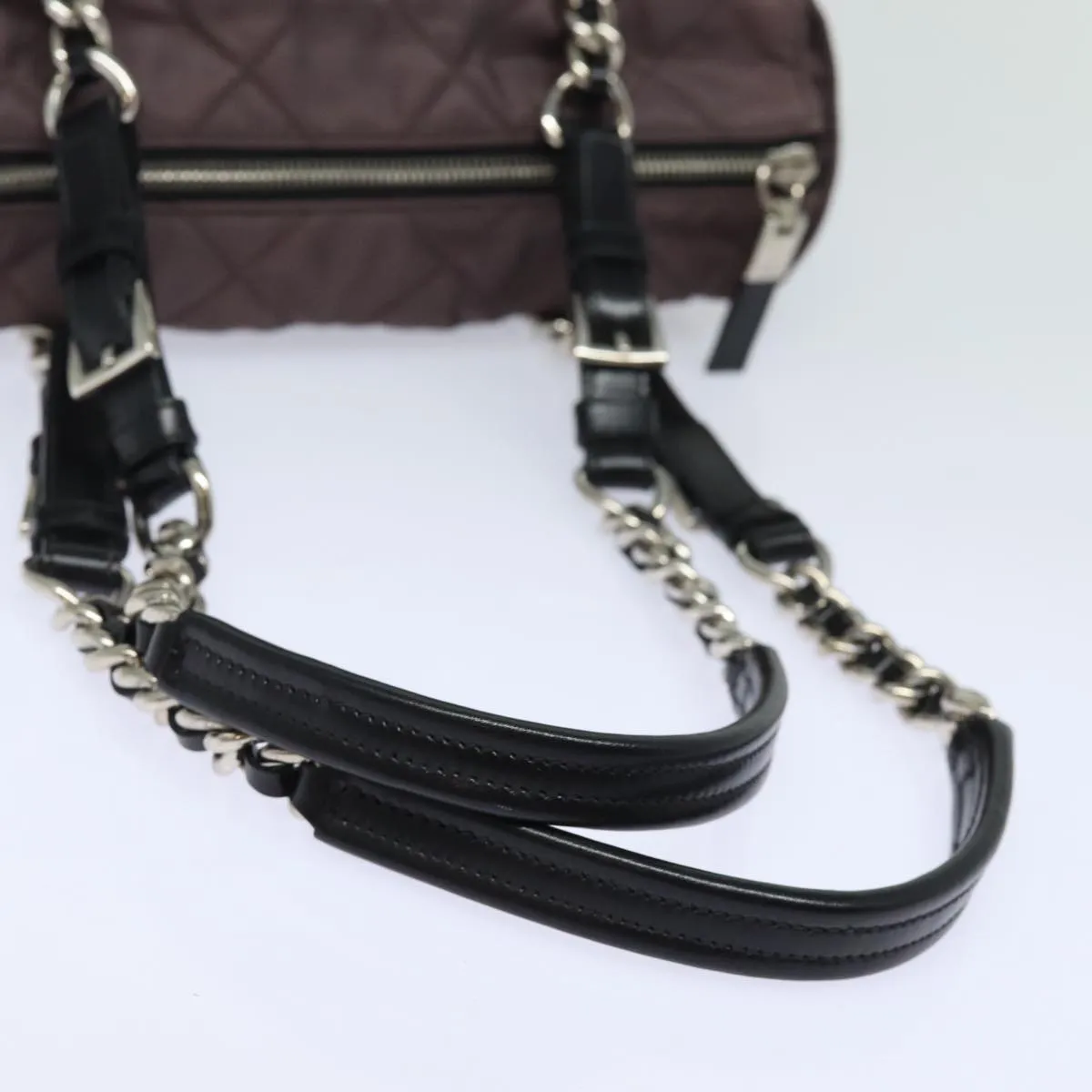 Trendy Inspired Prada Chain Shoulder Bag Nylon Purple Auth 79154