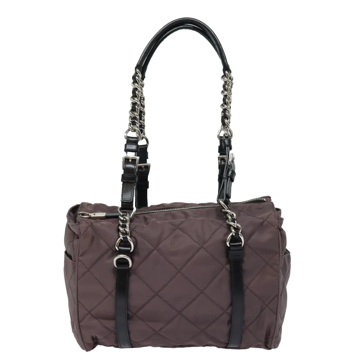 Trendy Inspired Prada Chain Shoulder Bag Nylon Purple Auth 79154