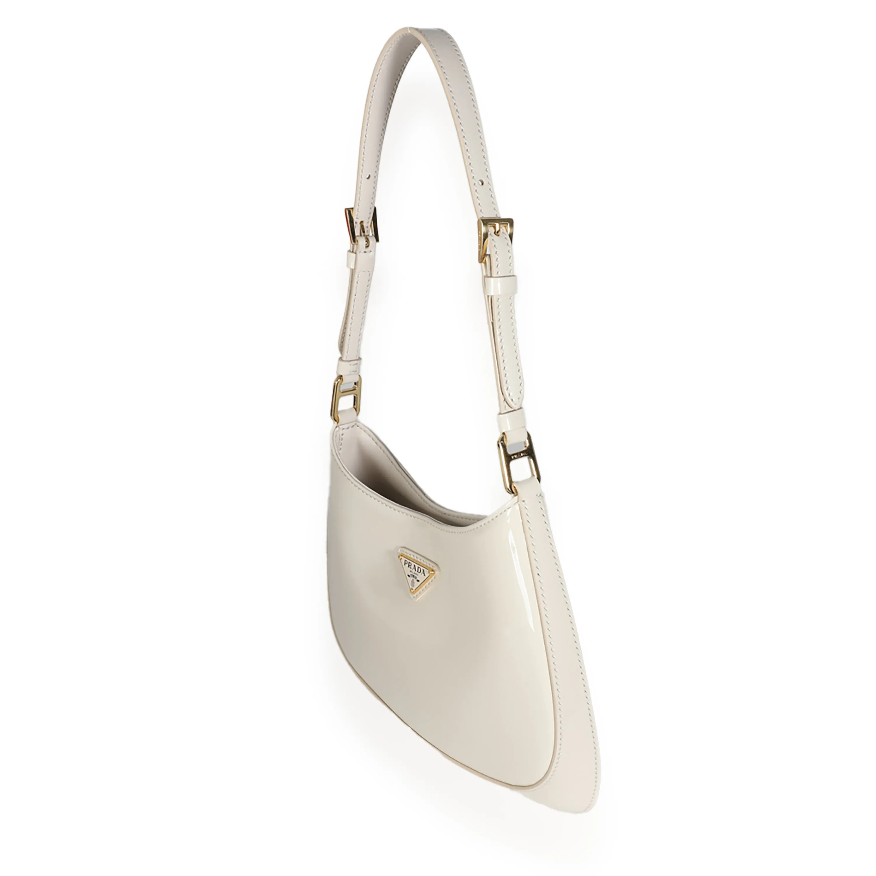 Trendy Inspired Prada Ivory Patent Cleo Bag