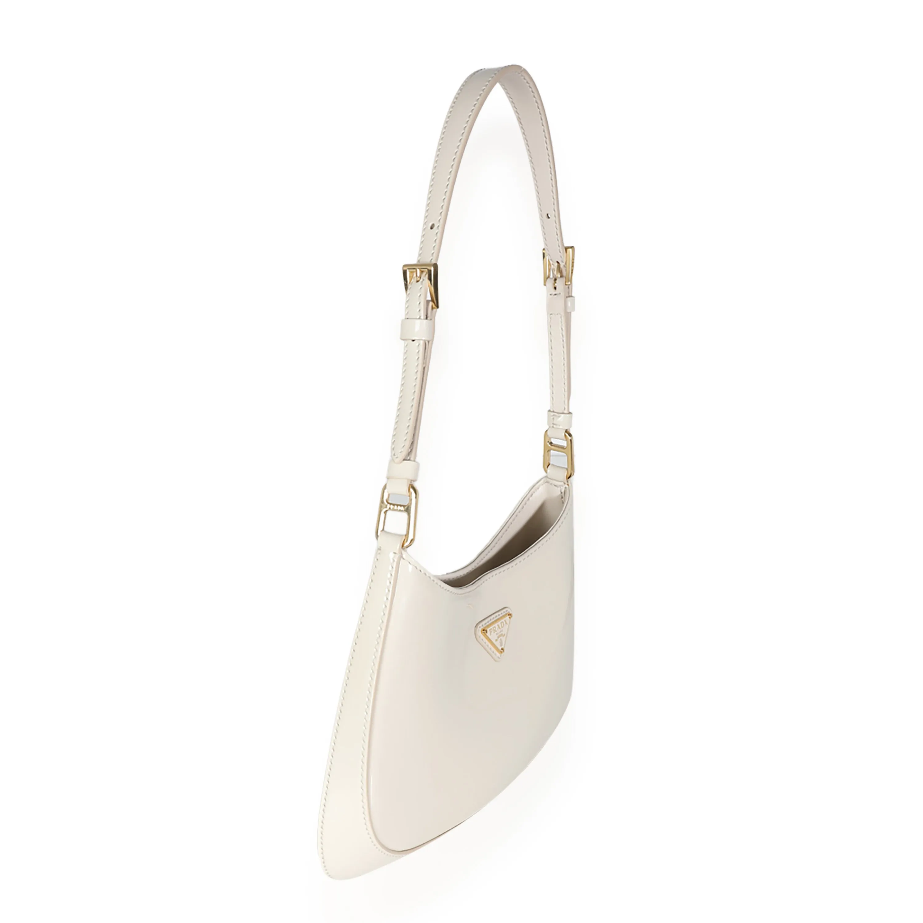 Trendy Inspired Prada Ivory Patent Cleo Bag